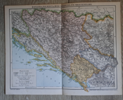 "Bosznia, Dalmácia, Hercegovina  Montenegró térképe" cca 1900 A Pallas Nagylexikon térkép melléklete