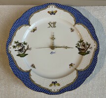 Herendi porcelán Rotschild mintás kék pikkelymintával díszített falióra