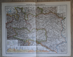 "Salzburg, Szíria és Karintia térképe" cca 1900 A Pallas Nagylexikon térkép melléklete