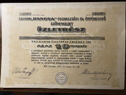 Csornai "Hangya" üzletrész 10 Korona