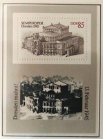 NDb80 / NDK 1984 A Semper Opera újranyitása Drezdában blokk postatiszta