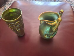 Zsolnay eozin art nouveau váza és kancsó eladó – ritka, igazi különlegesség!