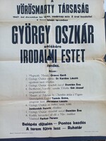 Régi plakát 1947-ből, Vörösmarthy társaság Irodalmi est György Oszkár emlékére