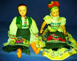 Antik masé porcelánmázas Matyó baba pár a múlt század elejéről gyönyörű állapotban 40 cm / db