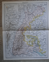 "Baden térképe" cca 1900 A Pallas Nagylexikon térkép melléklete