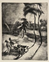 Patkó Károly (1895-1941) Vidéki látkép lovaskocsival, 1928 /számlát adunk hozzá/