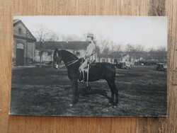 Régi képeslap lovas katonával, I.világháborús, postatiszta, 1914