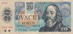 20   Korona    1988 Felülbélyegzésel   Csehszlovákia