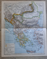 "Balkán -félsziget térképe" cca 1900 A Pallas Nagylexikon térkép melléklete