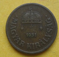 Magyar Királyság 2 fillér 1931 (T17)