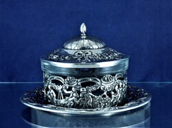 NAGYON SZÉP, ANTIK, EZÜST VAJTARTÓ, NÉMET, CA. 1890!!!