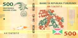 Burundi 500 Francs / Amafranga 2015 UNC