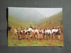 Képeslap,Lengyelország,Studencki Zespół Góralski SKALNI néptánc népviselet,népművészet,1970-