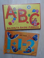 Két szép, régi kemény lapos mesekönyv együtt: Sáli Róza: RAJZOS SZÁMTAN + Bakai Piroska: ABC