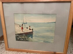 Akvarell életkép, Balatonalmádi (Takács Gyula, 1967)
