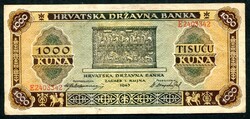 Horvátország 1943 1000 Kuna