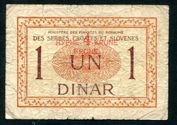 Szerb-Horvát-Szlovén Királyság 1919 1 Dinár 4 Korona