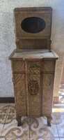 Cabinet-style Nightstand, Smizett, Topolya Burl Walnut! Art Deco Secession Style