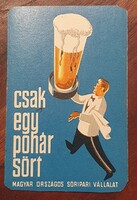 Kártya naptár, retró, reklám, sör , 1967