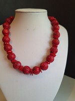 Óriás szemű/17mm/,kézzel faragott Korall nyaklánc
