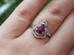 Valódi modern rubin drágaköves ezüst gyűrű 7  meret ¹