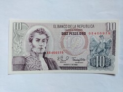 Unc ! 10 Pesos Kolumbia 1980 !