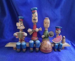 Muzsikus család. Retró Szovjet-Orosz faszobor. Ritka!