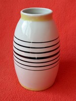 Pajzspecsétes Zsolnay Török János (Nádor Judit?) art deco / retro csíkos váza
