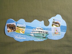 Képeslap,Balaton,Balatonlelle,csárda,strand,kikötő,vitorlás hajó,sétahajó,látkép,részlet,2000-