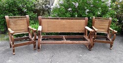 Antik biedermeier kanapé, fotel, asztal /garnitúra.