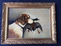 Vadászzsákmány , szignózott olajfestmény .