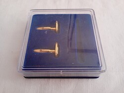 Mandzsetta gomb 041 - MH Tiszti eredeti dobozban retro aranyozott Pénzverde