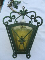 MUTATÓS,EGYEDI KOVÁCSOLT VAS PLAFONLÁMPA--FEDETT TERASZRA,ELŐSZOBÁBA