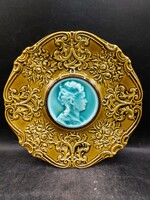 Antique Plate: Villeroy & Boch Majolica Medallion Portrait Schramberg,20cm.3685b