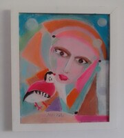 Szelfi madárral/ absztrakt / Seri Kata festménye