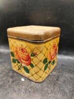 Franck régi fémdoboz , antik kávé doboz , dísz reklámanyag 9,3 x 9,3 x 10 cm.3669b