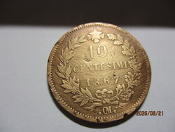 Itália  1867   10 Centesimi   VF