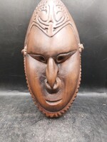 Jelzéssel mázas kerámia maszk. Törzsi maszk, pápuai, 27 x 13 cm. 3684b