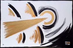 120x80 cm completed canvas painting by Géza Pál (1981) titled 'Purpose', commemorating Lajos Kassák, with certificate.