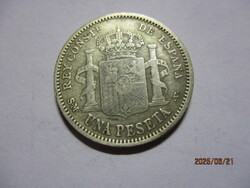 Spanyol UNA (1) Peseta 1904  ezüst  kép szerint, XF