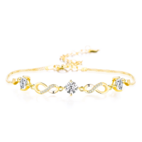 Moissanite 1,5 Karátos Gyémánt Köves Végtelen Karkötő 925 Ezüst 18 Karátos Aranyozott +Ajándékdoboz!