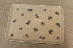 Erdmann Schlegelmilch porcelán ibolyás mintás tálca