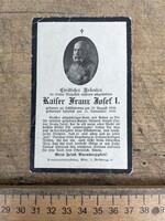 -AV255- Régi Irat Dokumentum Ferenc József Gyászlap Gyászkártya