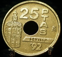 Spanyolország 25 Peseta, 1992 Expo'92 Sevilla /Földgömb/ A07D1
