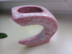 Modernista kristálymázas váza – 21 cm | rózsaszín-fehér, szoborszerű forma