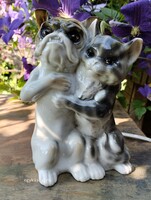 Kutya - macska barátság porcelán lámpa