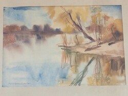 Solymosné Göldner Márta: Holtág, akvarell (147854)