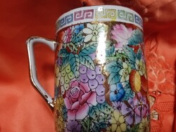 Jingdezhen Famille Noir Mille Fleur   kínai porcelán teás csésze