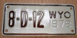 Régi USA motor motorkerékpár rendszám rendszámtábla 1978-ből 6-D-12 Wyoming