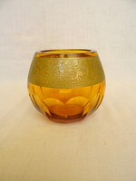 Moser Borostyánsárga hántolt üveg tartó